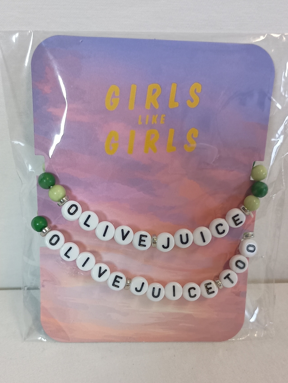 Girls Like Girls Beaded Bracelet Set in Green & White NWT